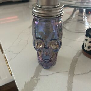 Iridescent Skull Glass Jar